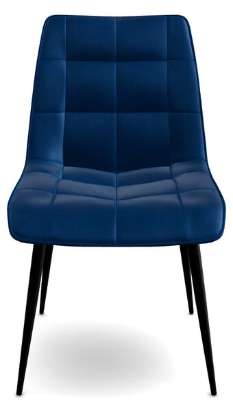 Scaun CHIC, albastru/negru, stofa catifelata/metal 50x58x88 cm