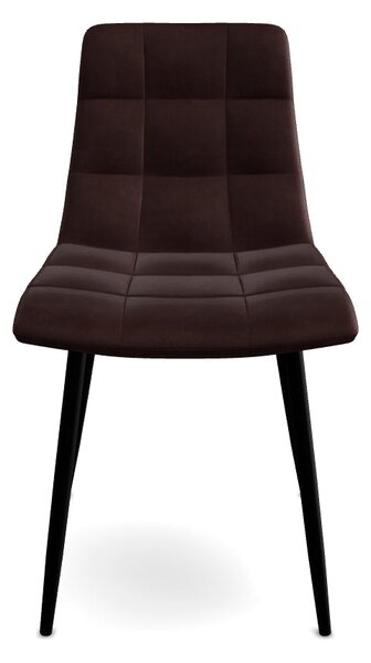 Scaun tapitat MILA, maro/negru, stofa catifelata/metal, 45x41x86 cm