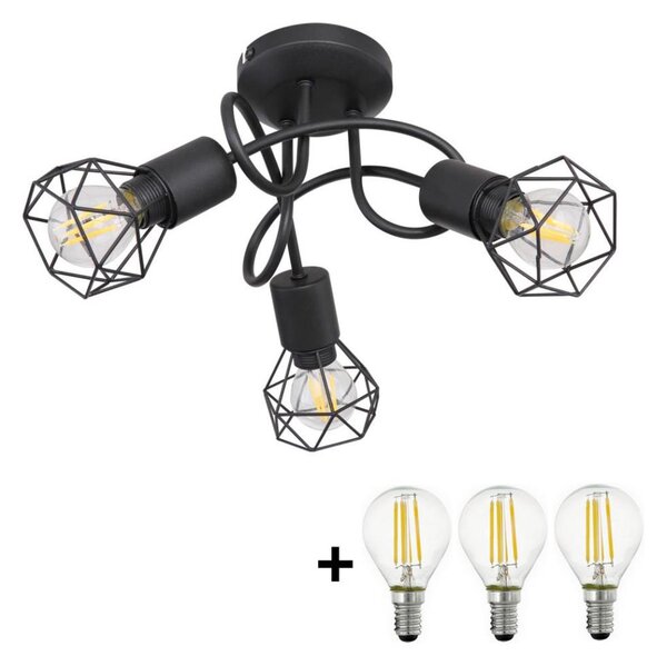 Lustră LED aplicată XARA 3xE14/6W/230V neagră Globo