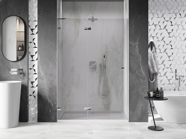 Mexen, Ușă de duș pivotantă Mexen Lunar L, stânga, 140 cm, transparentă, cromată - 834L-140-000-01-00-L