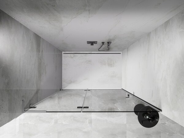 Mexen, Ușă de duș pivotantă Mexen Lunar L, stânga, 140 cm, transparentă, cromată - 834L-140-000-01-00-L