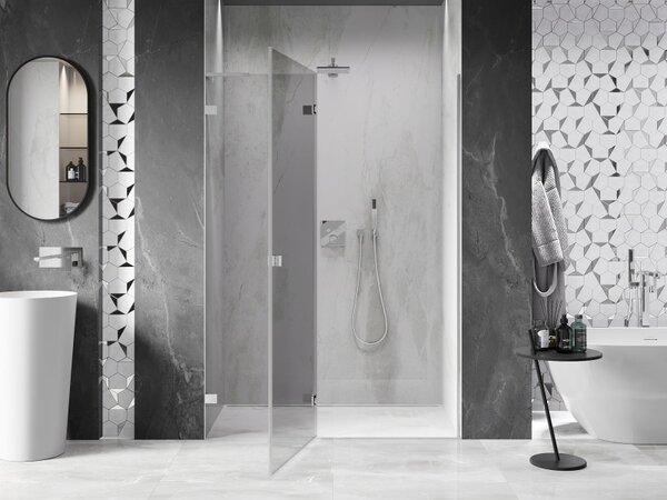 Mexen, Ușă de duș pivotantă Mexen Lunar L, stânga, 140 cm, transparentă, cromată - 834L-140-000-01-00-L