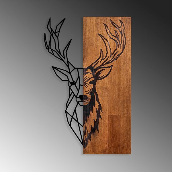 Decoratiune de perete lemn Red Deer 1, Nuc, 58x36 cm