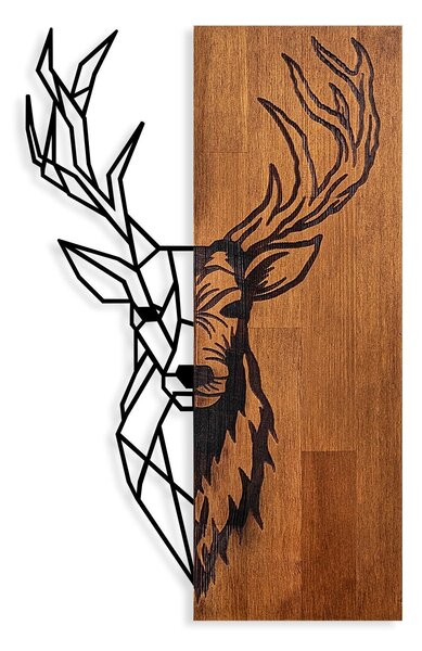 Decoratiune de perete lemn Red Deer 1, Nuc, 58x36 cm