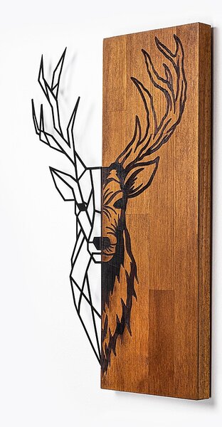 Decoratiune de perete lemn Red Deer 1, Nuc, 58x36 cm