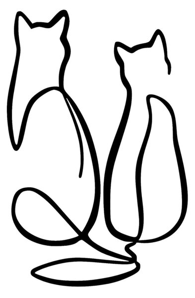 Decoratiune de perete Metal Couple Cat Love, Negru, 48x72 cm