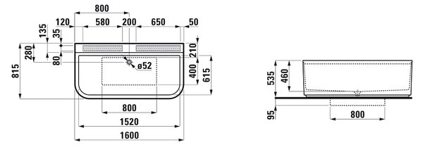 Laufen Sonar cadă de perete 160x81.5 cm alb H2203470000001