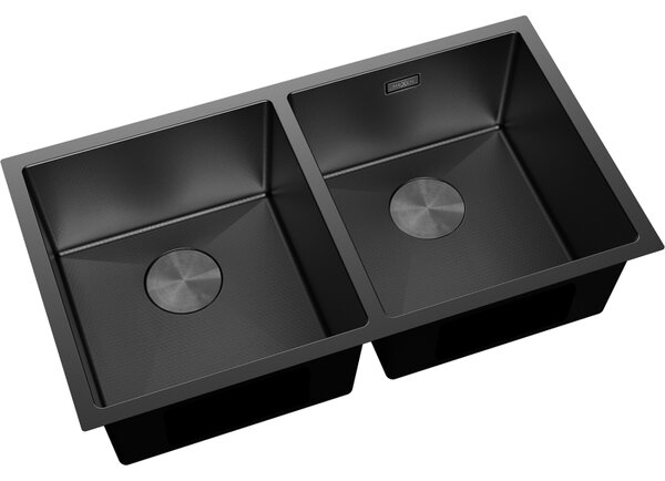 Chiuvetă Mexen Binox, din oțel inoxidabil cu 2 compartimente, 800 x 450 mm, neagră, model fagure, 6421802000-70HC