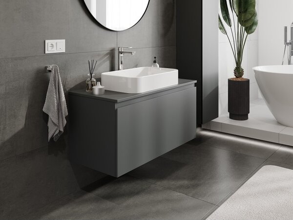 Mexen Orio, Dulap baie 100 cm cu blat, 1 sertar, grafit mat, 91A10-10047-1-BFC66