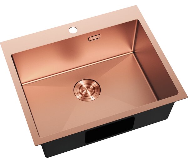 Chiuvetă Mexen Solix, din oțel inoxidabil cu 1 compartiment, 600 x 500 mm, cupru periat, 6408601000-65