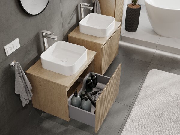 Mexen Rivel, mobilier baie 60 cm, 1 sertar, canelat, stejar, 91A20-06047-1-BF81