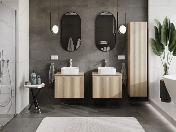 Mexen Rivel, mobilier baie 60 cm, 1 sertar, canelat, stejar, 91A20-06047-1-BF81