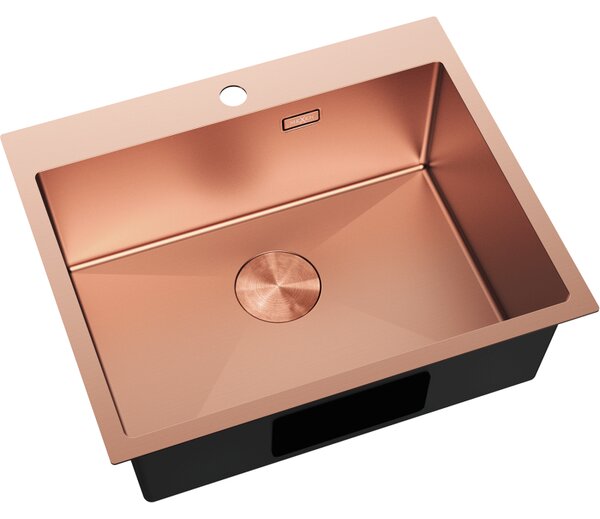 Chiuvetă Mexen Solix, din oțel inoxidabil cu 1 compartiment, 600 x 500 mm, cupru periat, 6408601000-65