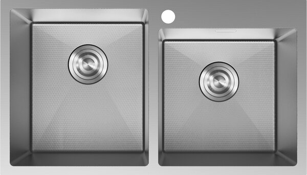 Chiuvetă Mexen Xorin din oțel inoxidabil cu 2 compartimente, 780 x 450 mm, oțel periat, model fagure, 6441782000-01HC