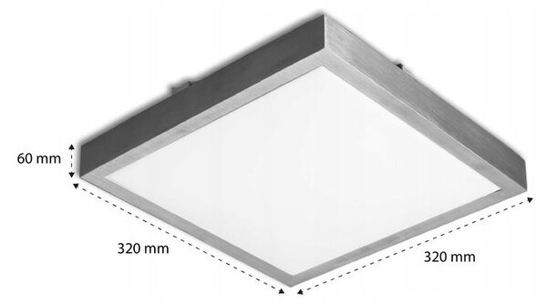 Plafoniera LED, 32x32 cm, diode SMD, 18W, 4000K, 1260 lm, IP44, baza otel