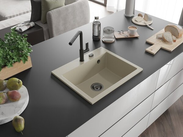 Mexen Oscar, chiuvetă granit cu 1 cameră 580x490x205 mm, bej, 6519581000-69-B