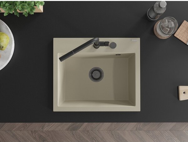 Mexen Oscar, chiuvetă granit cu 1 cameră 580x490x205 mm, bej, 6519581000-69-B