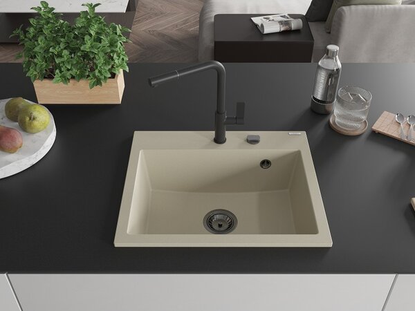 Mexen Oscar, chiuvetă granit cu 1 cameră 580x490x205 mm, bej, 6519581000-69-B