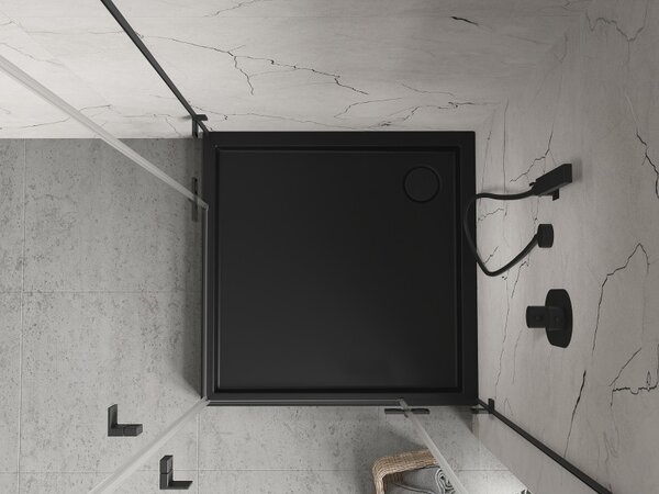 Mexen Flow+, cădiță de duș pătrată 70 x 70 cm, negru mat, 46S7070H
