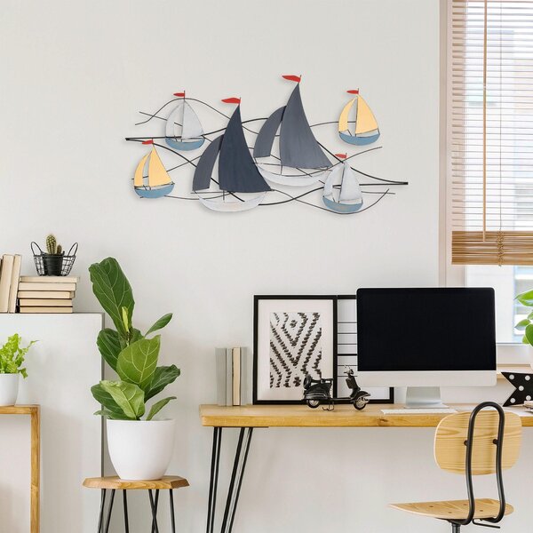 Decoratiune de perete Metal Hizir, Multicolor, 60x123 cm