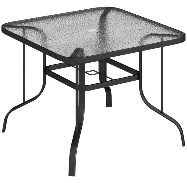 Outsunny Masă de Grădină pentru 4 Persoane cu Gaură pentru Umbrelă Ø54 mm, 96,5x96,5x70 cm, Negru | Aosom Romania