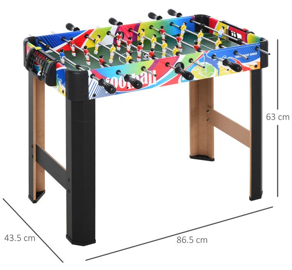 HOMCOM Masă de Fotbal cu 2 Panouri de Scor, din Lemn, Oțel Inoxidabil și Plastic, 86.5x43.5x63 cm, Multicolor | Aosom Romania