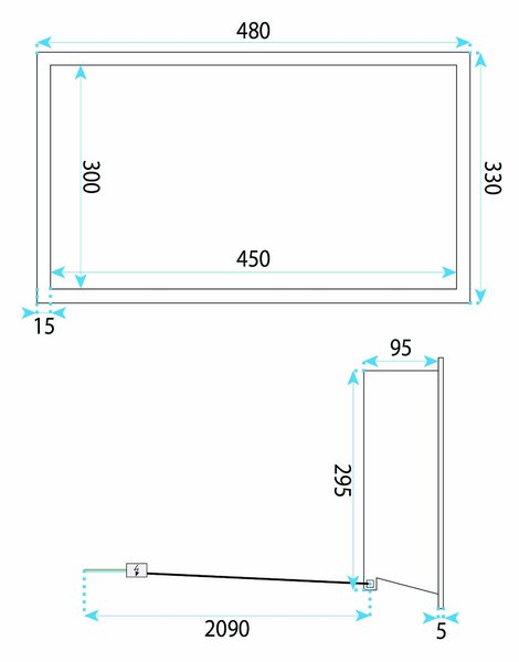 RAFT BAIE INCASTRAT PERETE LED 30x45 brush gold