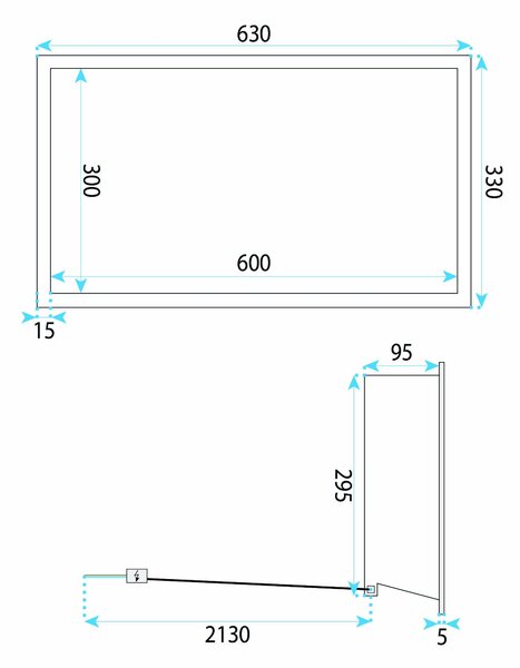 RAFT BAIE INCASTRAT PERETE LED 30x60 black