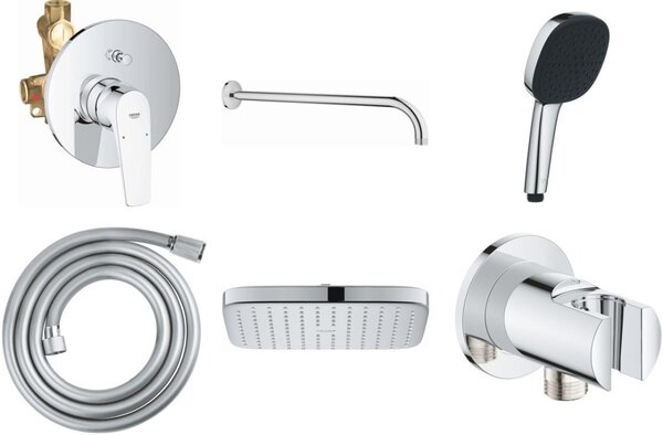 Set baterie cadă-duș Grohe Start Flow 29117000, cap de duș Grohe Vitalio Comfort 26695000, 27851000, 26962001, 26397001, 28741002