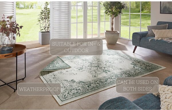 Covor adecvat pentru exterior NORTHRUGS Borbon, 80 x 150 cm, verde-crem