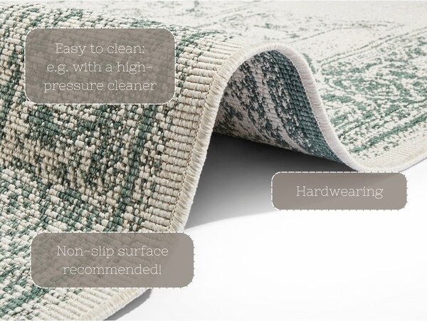 Covor adecvat pentru exterior NORTHRUGS Borbon, 80 x 150 cm, verde-crem