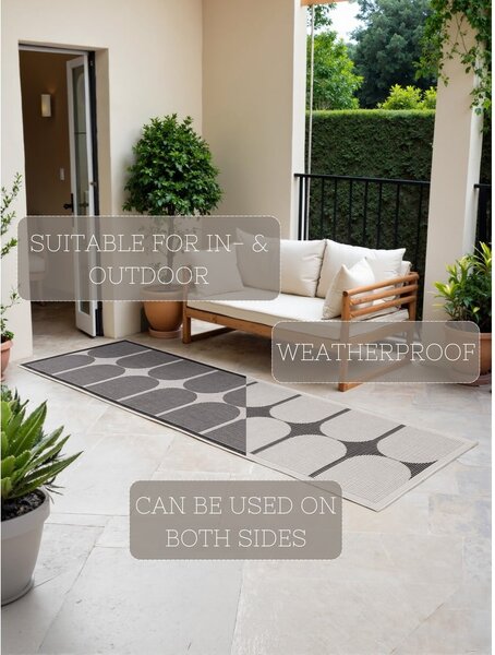 Covor tip traversă pentru interior și exterior alb-negru 80x250 cm Duet Bowen – NORTHRUGS