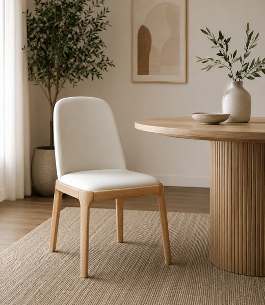 Scaun dining Selene OAK & Cream piele ecologică