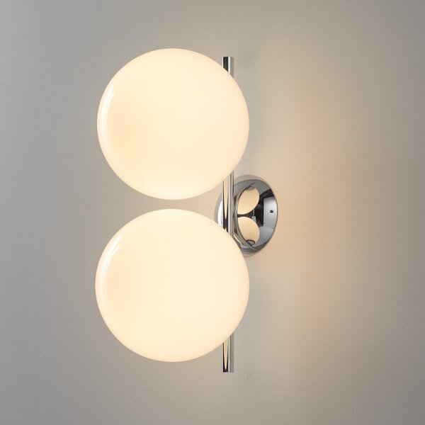 FLOS IC C/W1 Aplică de perete cromată Ø 20 cm, reglabil, Alb, Camera de zi / sufragerie, Sticlă, Design, glob