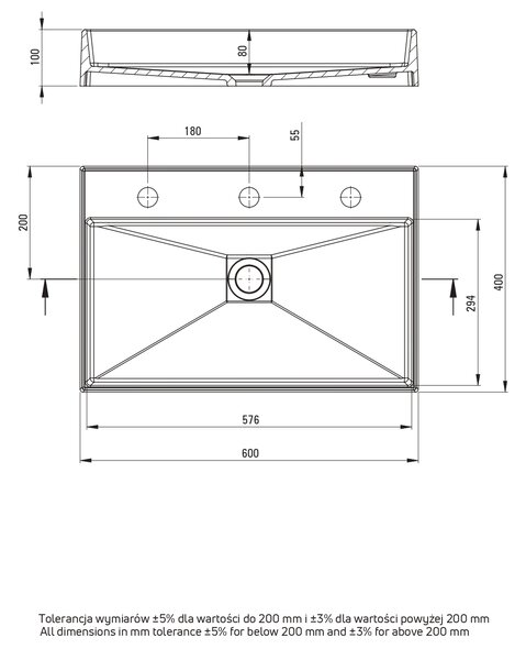 Deante Correo lavoar 60x40 cm dreptunghiular de blat gri/piatră mat CQR_SU6S