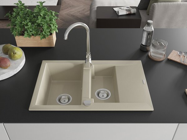 Mexen Gaspar - chiuveta granit 73,7x47,5cm, 1,5 camere, bej, 6507731505-69
