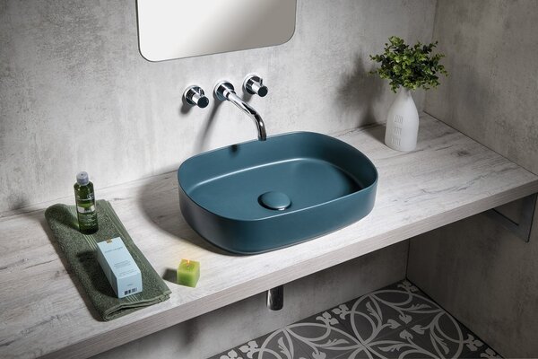 Sapho Sapho, chiuveta ceramica blat INFINITY OVAL, 55x36 cm, verde petrol mat, 10NF65055-2P