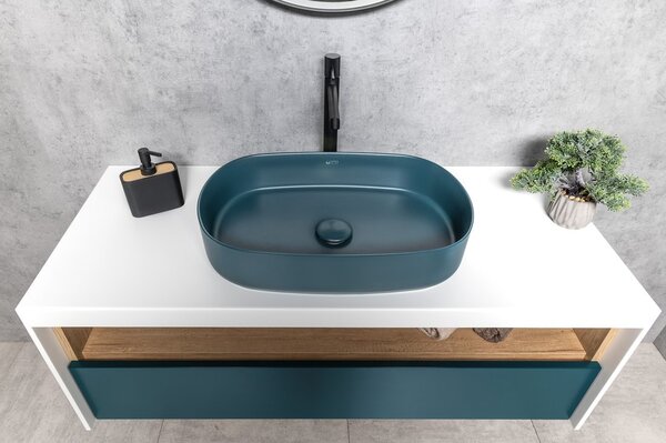 Sapho Sapho, chiuveta ceramica blat INFINITY OVAL, 55x36 cm, verde petrol mat, 10NF65055-2P