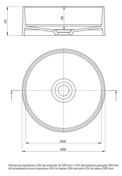 Deante Silia lavoar 36x36 cm rotund de blat alb mat CQS_AU4S