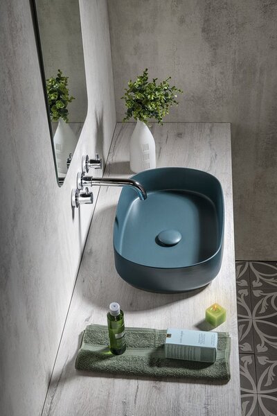Sapho Sapho, chiuveta ceramica blat INFINITY OVAL, 55x36 cm, verde petrol mat, 10NF65055-2P