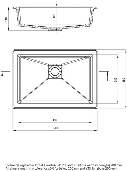 Deante Correo lavoar 50x35 cm dreptunghiular încastrat-sub blat antracit mat CQR_TU5U