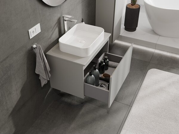 Mexen Orio, mobilier de baie 70 cm cu blat, 1 sertar, gri mat, 91A10-07047-1-BFC62