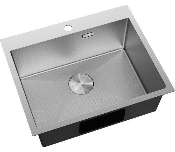 Chiuvetă Mexen Solix, din oțel inoxidabil cu 1 compartiment, 600 x 500 mm, oțel periat, model fagure, 6408601000-01HC