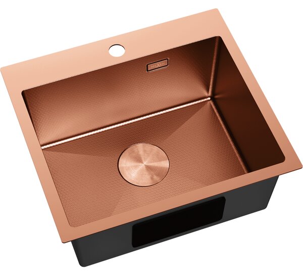 Chiuvetă Mexen Solix, din oțel inoxidabil cu 1 cuvă, 500 x 450 mm, cupru periat, model fagure, 6402501000-65HC