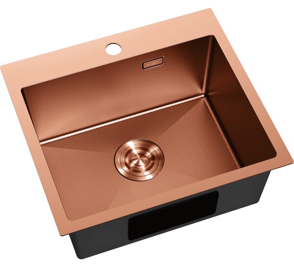 Chiuvetă Mexen Solix, din oțel inoxidabil cu 1 cuvă, 500 x 450 mm, cupru periat, model fagure, 6402501000-65HC