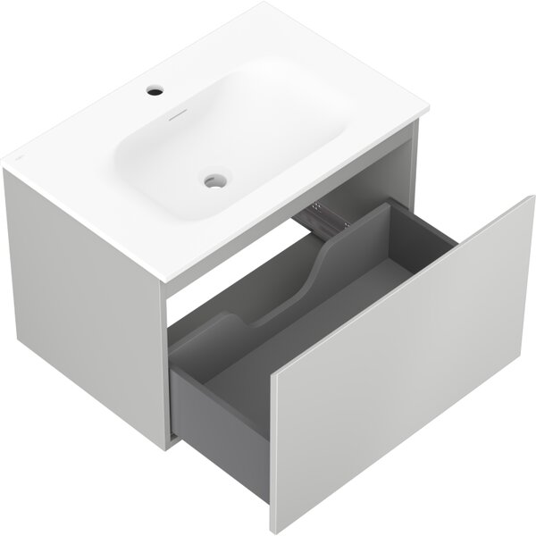 Mexen Orio, mobilier baie 70 cm cu lavoar Vela, 1 sertar, gri mat/alb mat, 91A10-07047-1-BF62-W23M01