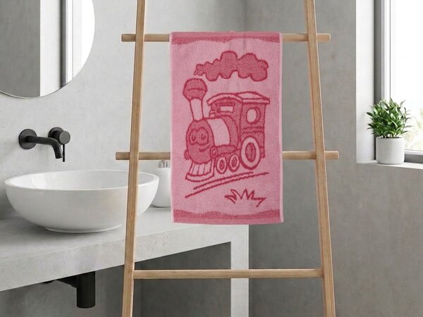 Prosop pentru copii BEBE trenulet roz 30x50 cm
