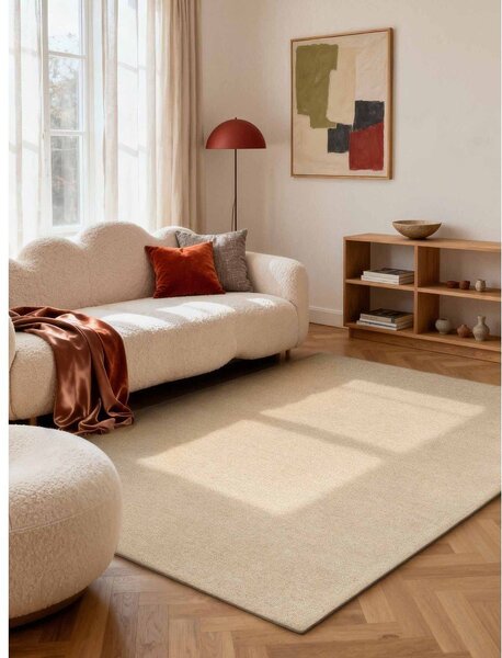 Covor bej țesut manual din lână 140x200 cm Puristic Knots – Elle Decoration