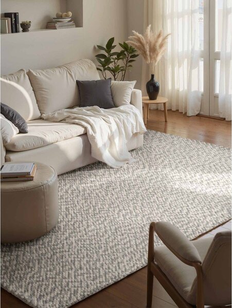 Covor gri deschis/crem țesut manual din lână 140x200 cm Lyon Beans – Elle Decoration