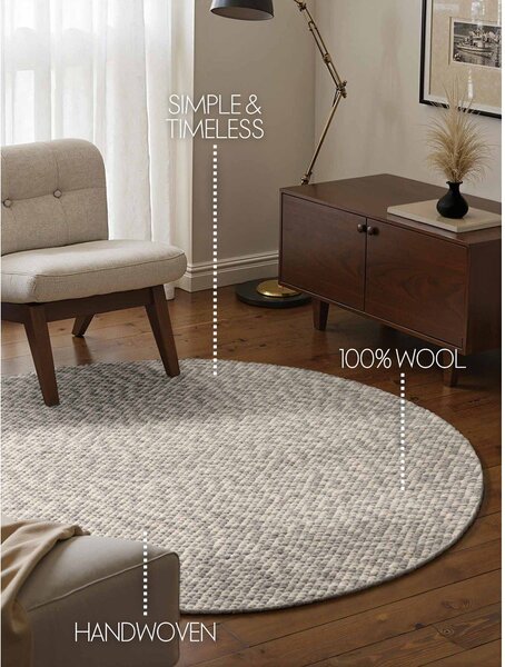 Covor gri deschis/crem țesut manual rotund din lână ø 160 cm Lyon Beans – Elle Decoration